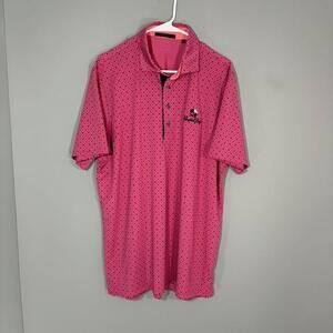 Greyson Polo Shirt Mens Large Pink Pumpkin Ridge Print Golf Stretch Jersey Top